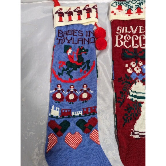 Yuletide Dept 56 Christmas Stockings Babes In Toyland/Silver Bells Lg Pair 24" - Picture 3 of 8